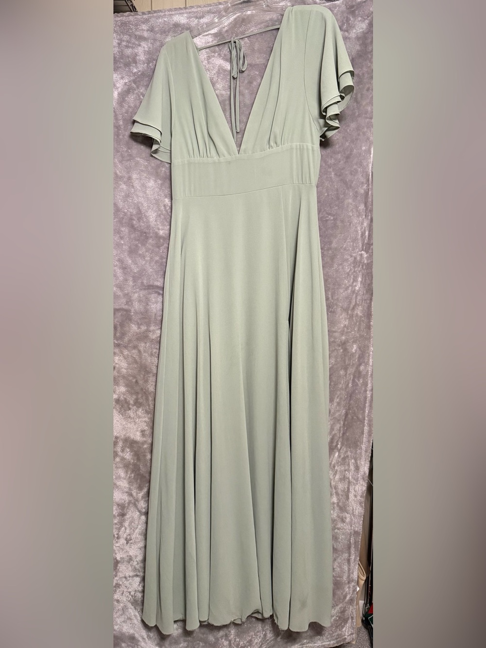 Lulu's Sage Green Maxi Gown with Flutter Sleeves